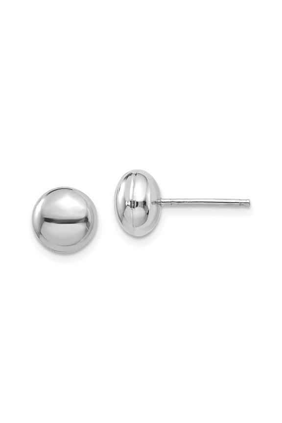 14k White Gold Stud Earrings for Women, Polished Dome Ball Design, Minimalist Classic Jewelry for Daily Wear and Layering, Simple Timeless Gold Style