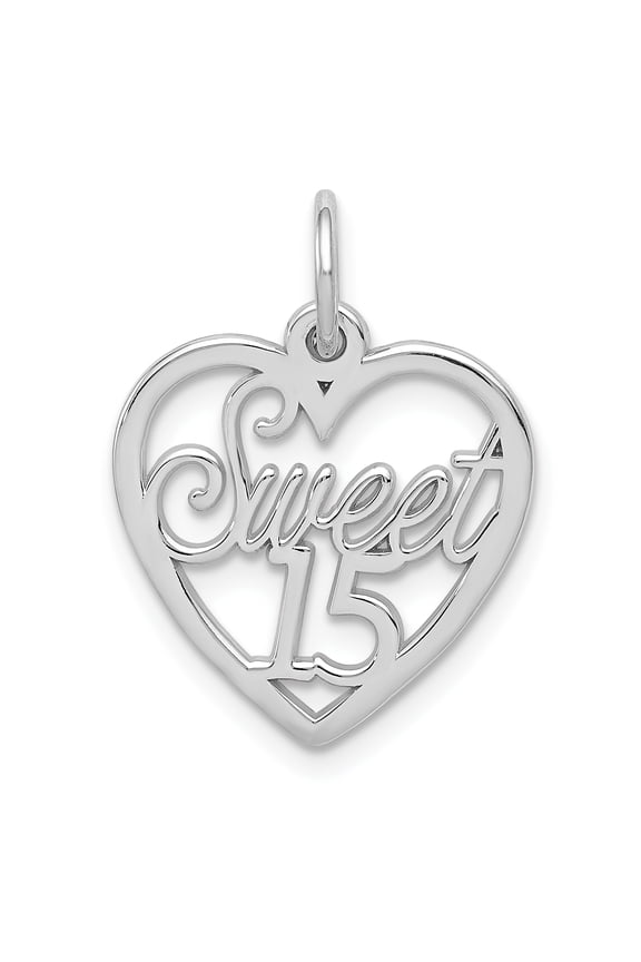 14k White Gold Sweet 15 Charm