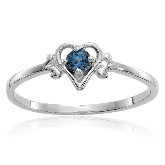14K Solid White Gold Synthetic Alexandrite Heart Ring Love Band June Birthstone Jewelry
