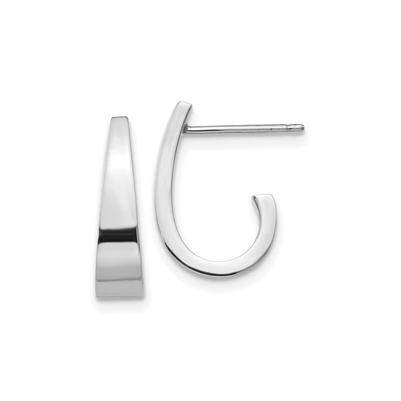 14k White Gold Tapered Hoop Earrings for Women, Small Polished Open Hoops, Modern Minimalist Fine Jewelry for Everyday or Formal Wear