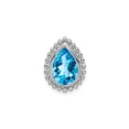 thumbnail image 1 of 14K White Gold Pear Swiss Blue Topaz Pendant, 9x6mm Beaded Edge Chain Slide, 1 of 6