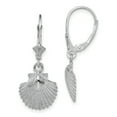 thumbnail image 1 of 14k White Gold & Textured Scallop Shell Leverback Earrings, 1 of 7