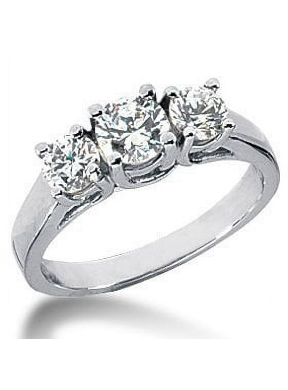 14k White Gold Three Stone Diamond Engagement Ring 2.00 Cttw H-I Color VS2-SI1 Clarity