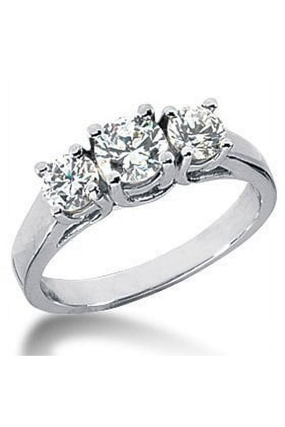 14k White Gold Three Stone Diamond Engagement Ring 2.00 Cttw H-I Color VS2-SI1 Clarity