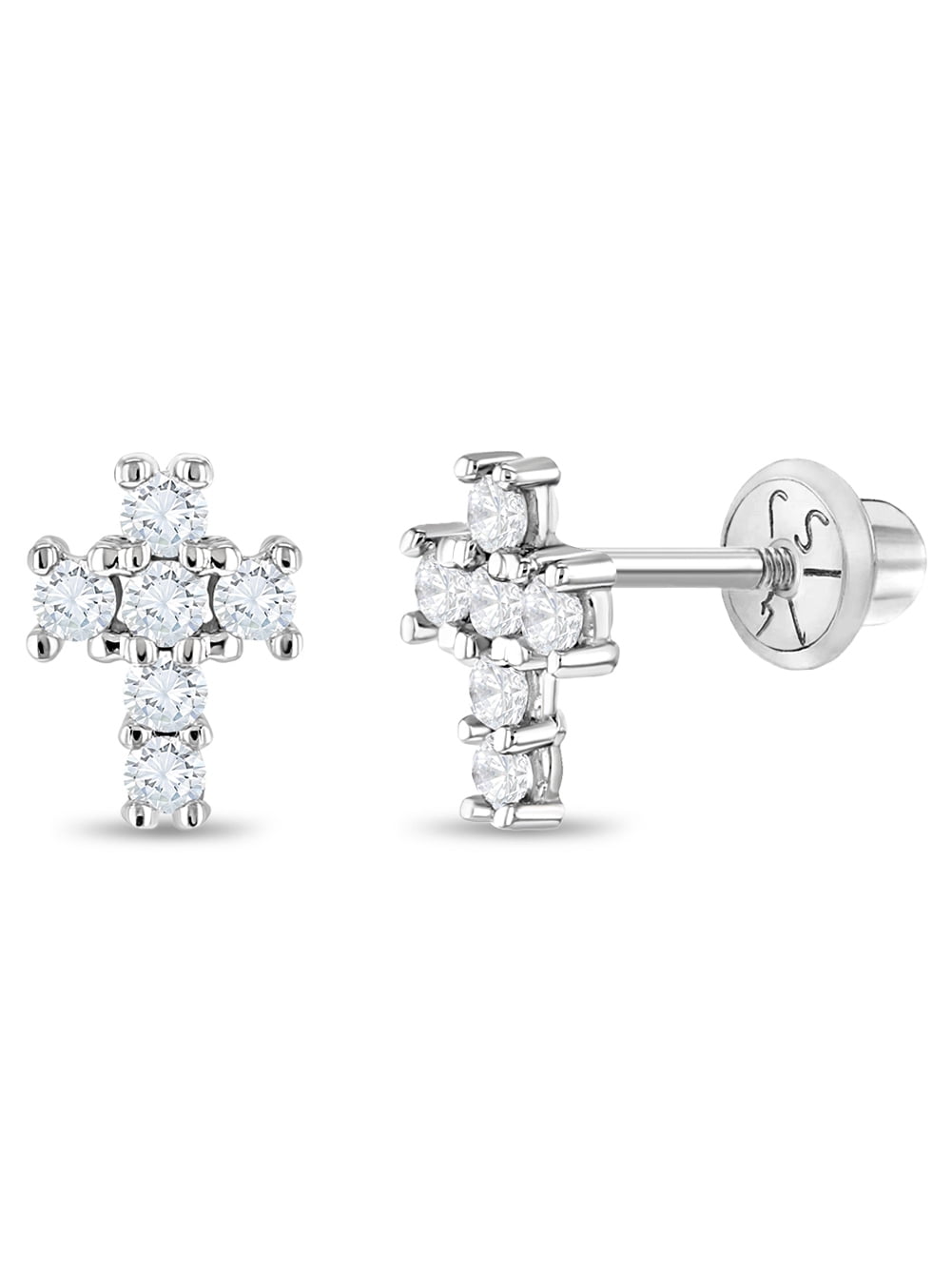 14kt White Gold 3mm Cubic Zirconia Long Post Studs Ear Piercing Kit with  Ear Care Solution