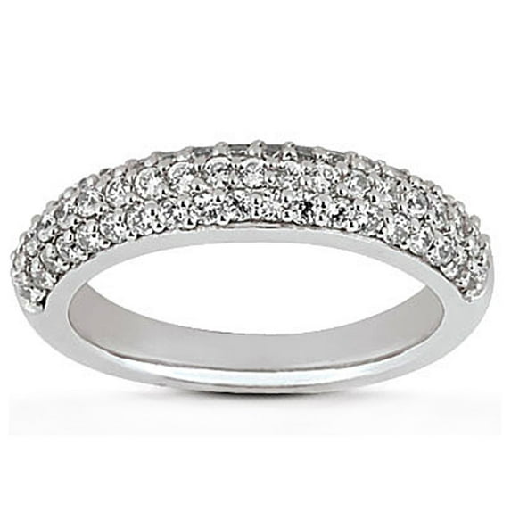 14k White Gold Triple Diamond Wedding Ring Band Width 3.9 mm SZ 5.5