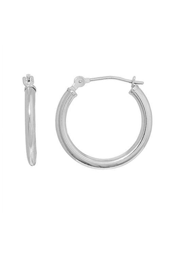 JewelStop 14k White Gold Tubular Hoop Jumbo Large Round Hoop 35mm Earrings