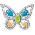 thumbnail image 1 of 14k White Gold Turq./Peridot/Citrine/Wht Topaz Butterfly Chain Slide - 17.7mm, 1 of 6
