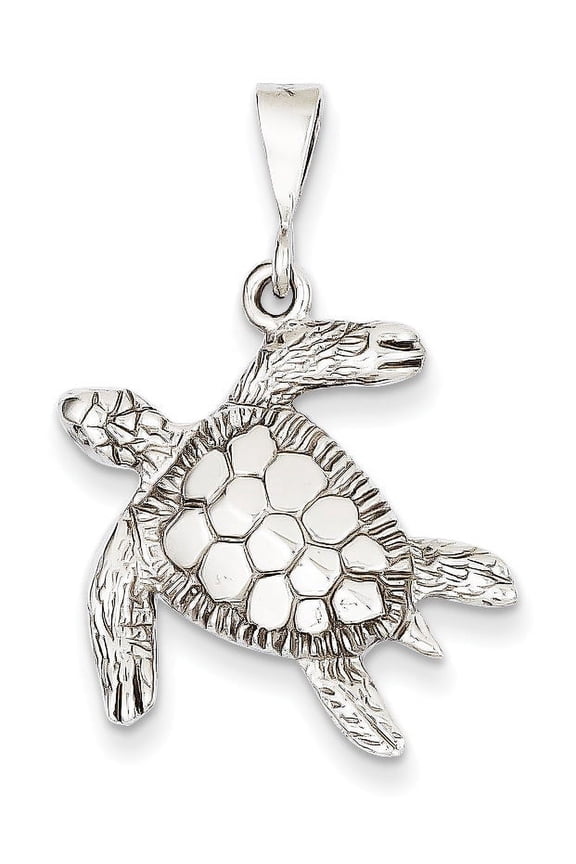 14k White Gold Turtle Open Back Pendant Charm