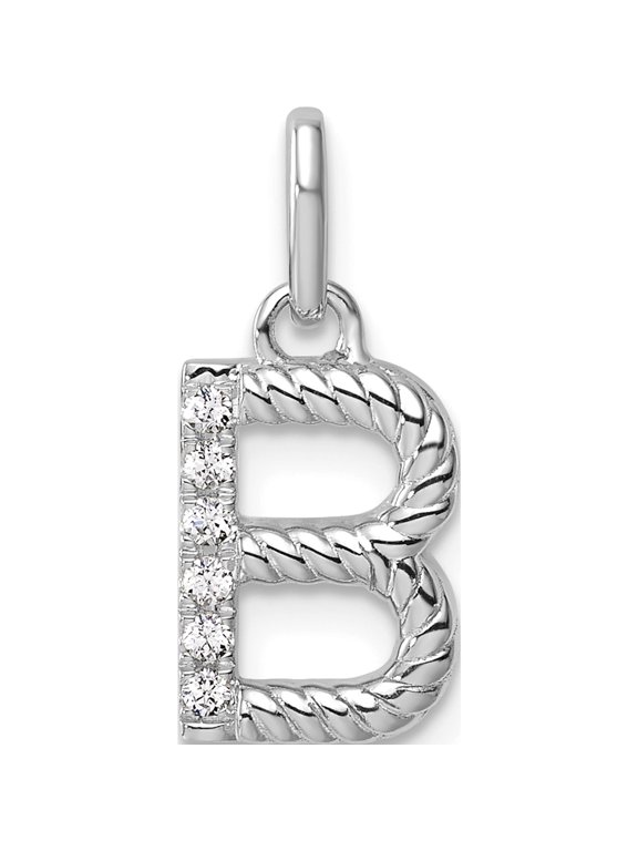 14K White Gold Twisted with .05 ct. Diamond Initial B Charm