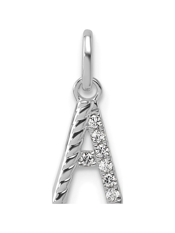 14K White Gold Twisted with .05 ct. Diamond Initial A Charm