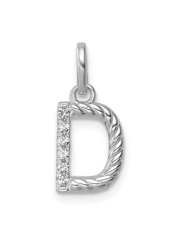14k White Gold Twisted .05 ct. Diamond Initial D Charm