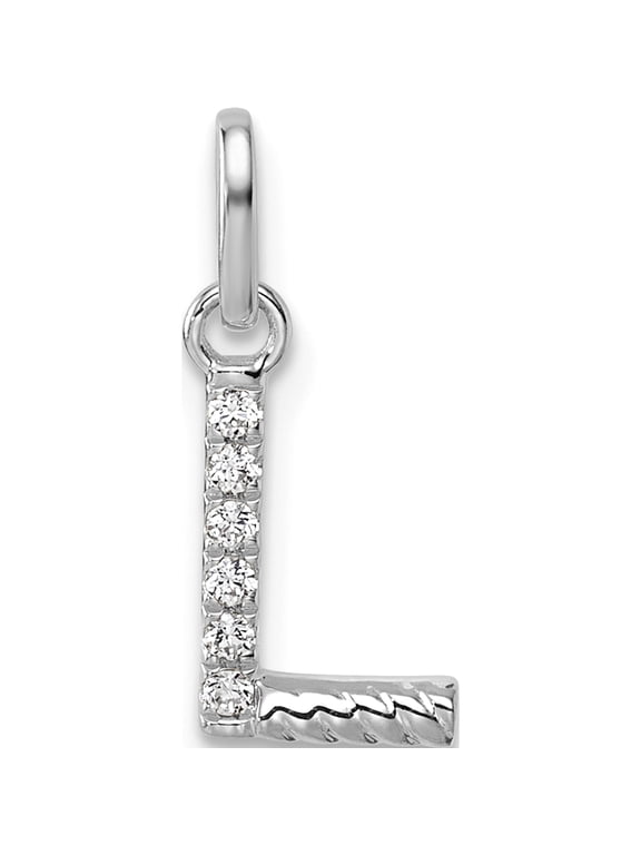 14K White Gold Twisted .05 ct. Diamond Initial L Charm