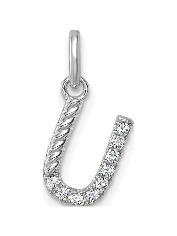 14K White Gold Twisted .10 ct. Diamond Initial U Charm