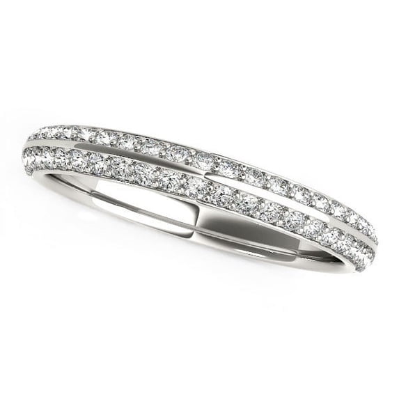 14k White Gold Two-Row Pave Set Diamond Wedding Band (1/4 cttw) Size 6