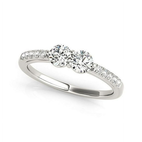 14k White Gold Two Stone Round Diamond Ring (5/8 cttw) Size 6