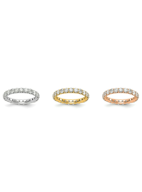 14k White Gold U-Cut Set Diamond Eternity Wedding Band Anniversary Ring Size 4 - 1/2 Ct.