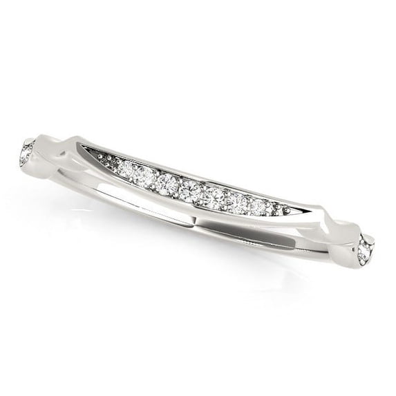 14k White Gold Unique Graduated Diamond Wedding Band 1/10 cttw SZ 7.5