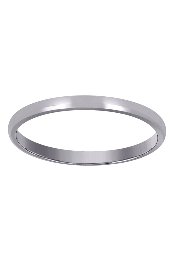 14k White Gold Unisex Dome Polished Comfort-fit 2mm Size 5 Wedding Engagement Band Ring Engagement Ring for Women and Me