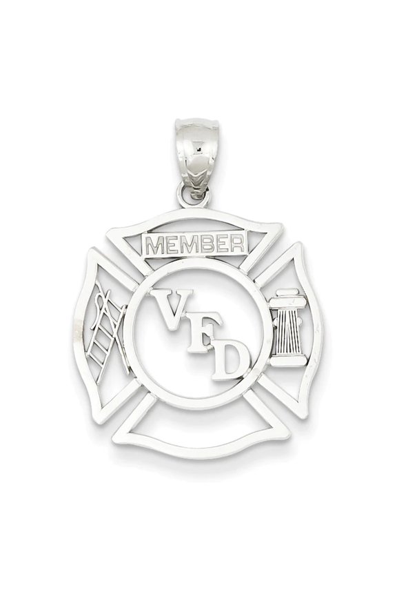 14k White Gold Polished Finish VFD MEMBER in Shield Charm Pendant