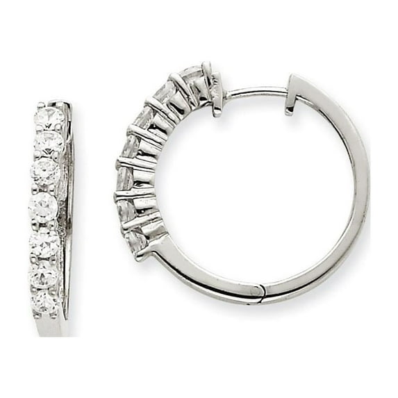 14k White Gold VS Real Diamond Hinged Hoop Earrings
