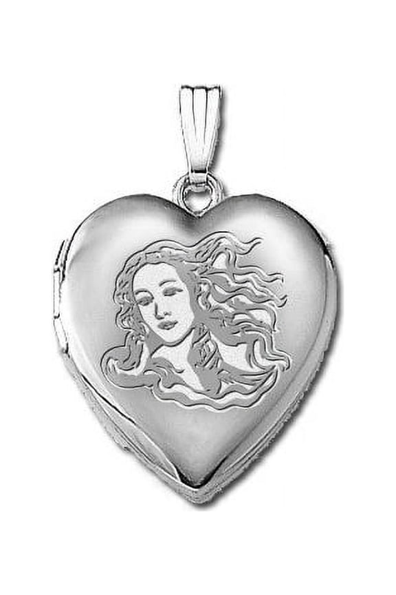 14k White Gold Venus or Aphrodite "Goddess of Love" Locket 3/4 Inch X 3/4 Inch in Solid 14K White Gold