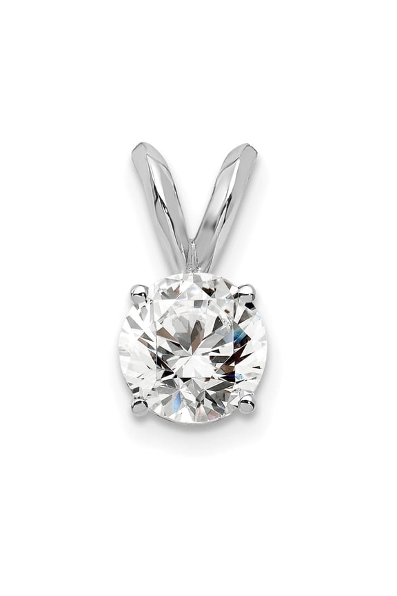 14k White Gold WG 1/2 carat total weight Round VS/SI GH Lab Grown Diamond Solitaire Pendant Charm