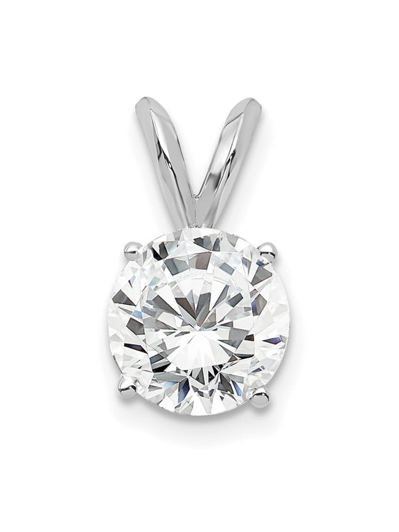14k White Gold WG 1 carat total weight Round VS/SI GH Lab Grown Diamond Solitaire Pendant Charm