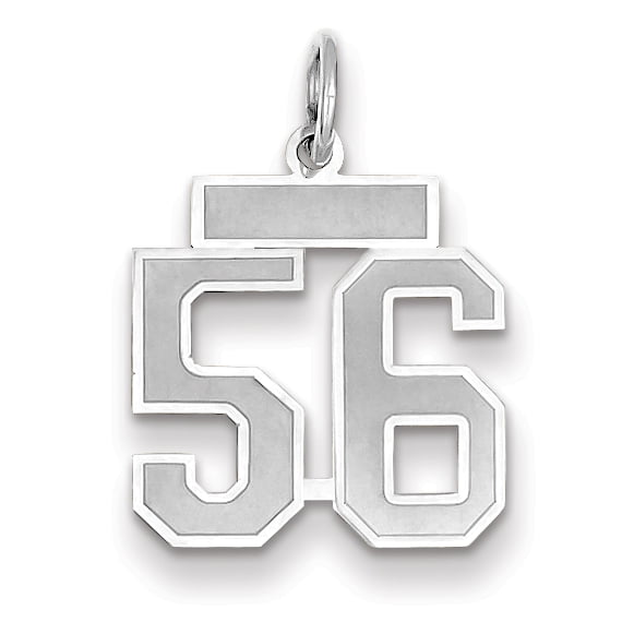 14k White Gold WG Small Satin Number 56 Charm Pendant