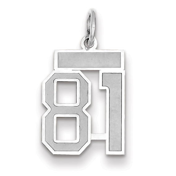 14k White Gold WG Small Satin Number 81 Charm Pendant