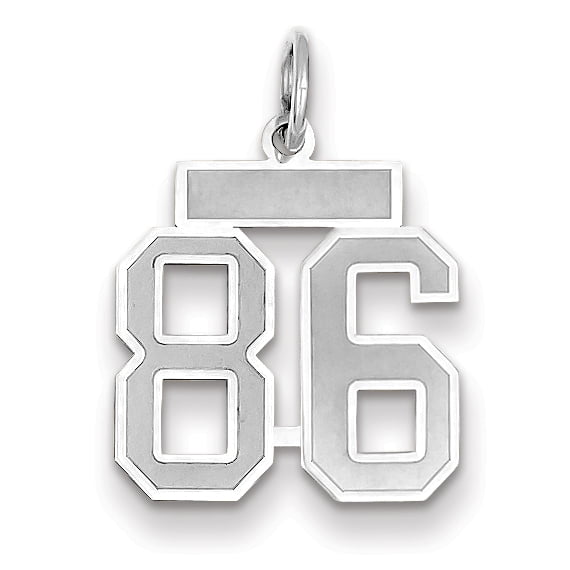 14k White Gold WG Small Satin Number 86 Charm Pendant