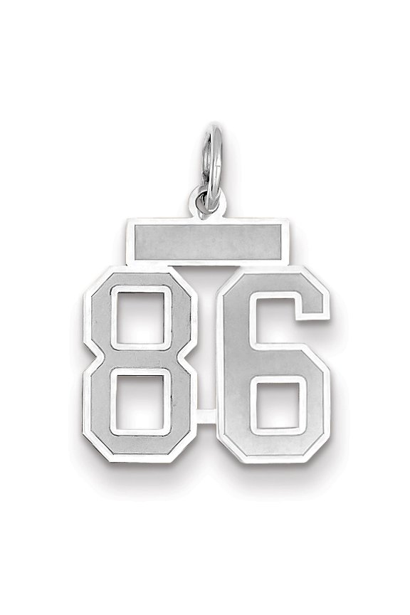 14k White Gold WG Small Satin Number 86 Charm Pendant