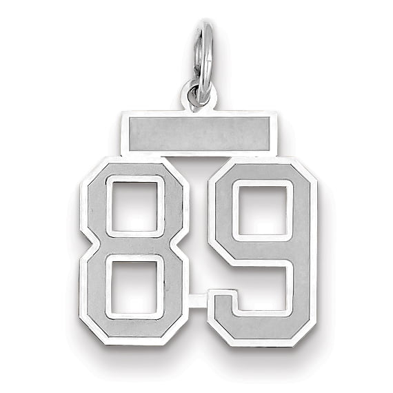 14k White Gold WG Small Satin Number 89 Charm Pendant
