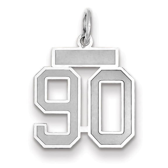 14k White Gold WG Small Satin Number 90 Charm Pendant
