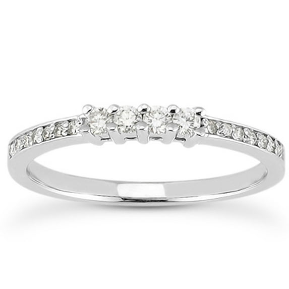 14k White Gold Wedding Band Diamonds Prong Set Diamonds SZ 5.5
