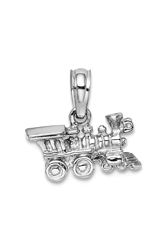 14k White Gold White 3-d Miniature Train Charm 6.25x12.1mm Wide 4.4mm Thick Pendant Necklace for Women