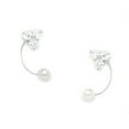 thumbnail image 1 of 14k White Gold White 3x3mm Freshwater Cultured Pearl and CZ Screw-Back Earrings - Measures 12x7mm, 1 of 2