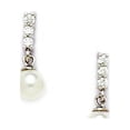 thumbnail image 1 of 14k White Gold White 5x5mm Freshwater Cultured Pearl and CZ Screw-Back Earrings - Measures 13x5mm, 1 of 2