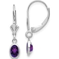 thumbnail image 1 of 14K White Gold Timeless, Fashionable Purple 2 23 Mm 6X4Mm Oval Amethyst/February Earrings, 1 of 4