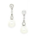 thumbnail image 1 of 14k White Gold White 6x6mm Freshwater Cultured Pearl and CZ Screw-Back Earrings - Measures 20x6mm, 1 of 2