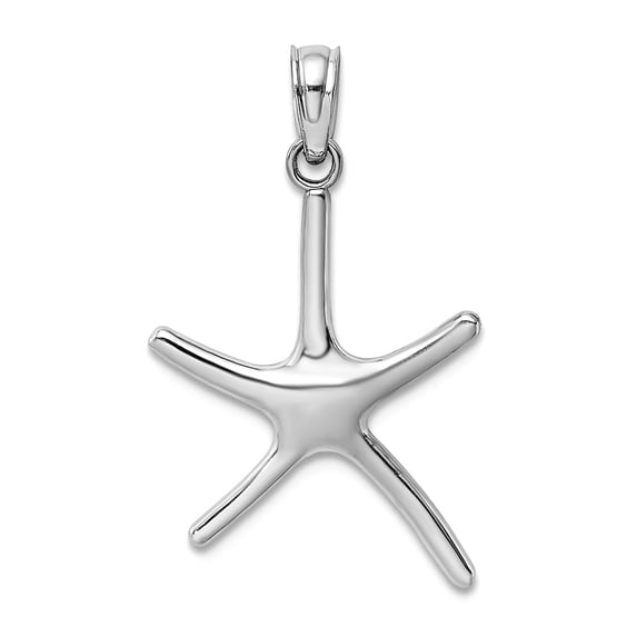 14k White Gold White Dancing Sea shell Nautical Starfish With Bail Charm 25x15.45mm Wide 1.65mm Thick Pendant Necklace f