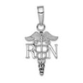 thumbnail image 1 of 14k White Gold White RN and Caduceus Textured And Narrow / Nurse Pendant Necklace 14.4x11.13mm Wide 0.67mm Thick Pendant, 1 of 2