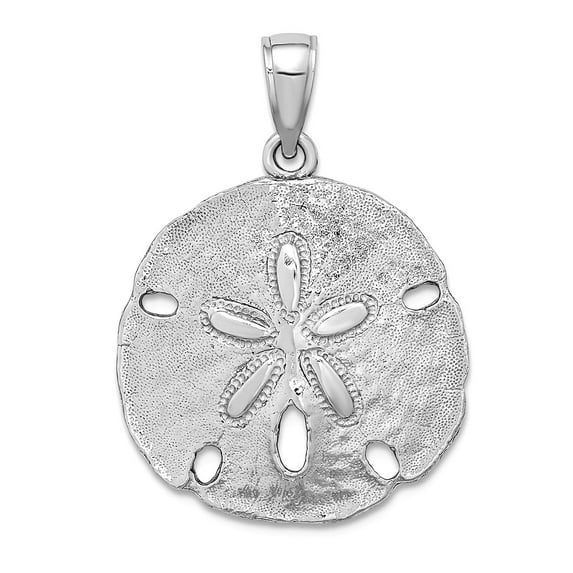 14k White Gold White Sand Dollar High Polish Charm 27x20.55mm Wide 2.3mm Thick Pendant Necklace for Women