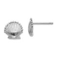 thumbnail image 1 of 14k White Gold White Scallop Shell With Beaded Tips Post Earrings 8.02x8.51mm Wide Stud Earring for Women, 1 of 2