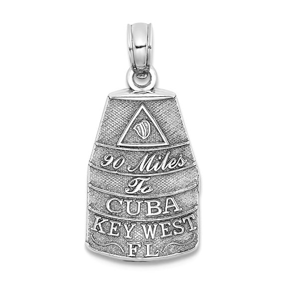 14k White Gold White Small Southern Most Point Usa Key West Fl Charm 20.2x9.9mm Wide 1.5mm Thick Pendant Necklace for Wo