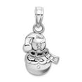 thumbnail image 1 of 14k White Gold White Snowman With White Scarf and Hat 2-d Charm 15.7x9.1mm Wide Pendant Necklace for Women, 1 of 2