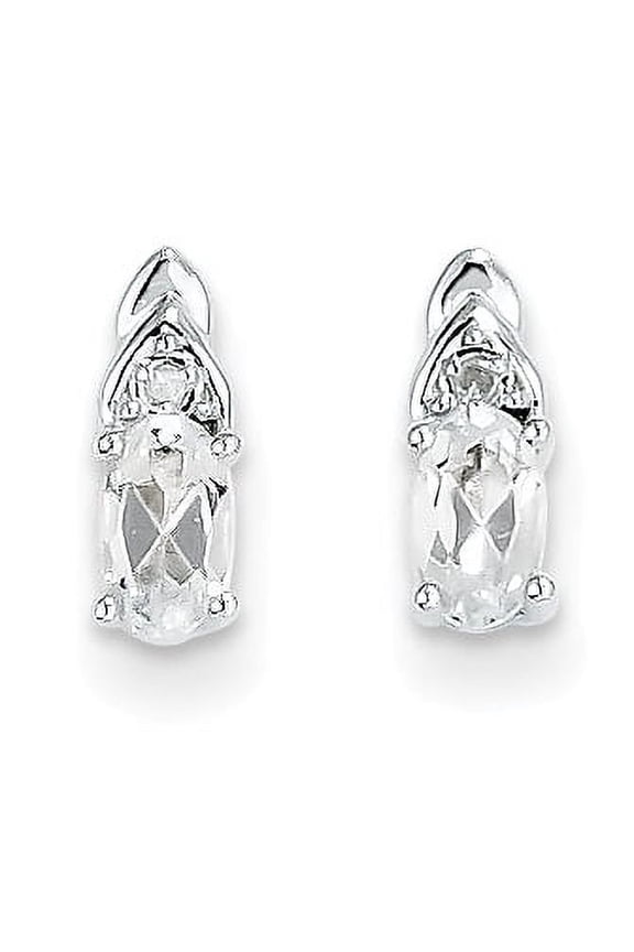 14k White Gold White Topaz Diamond Earring