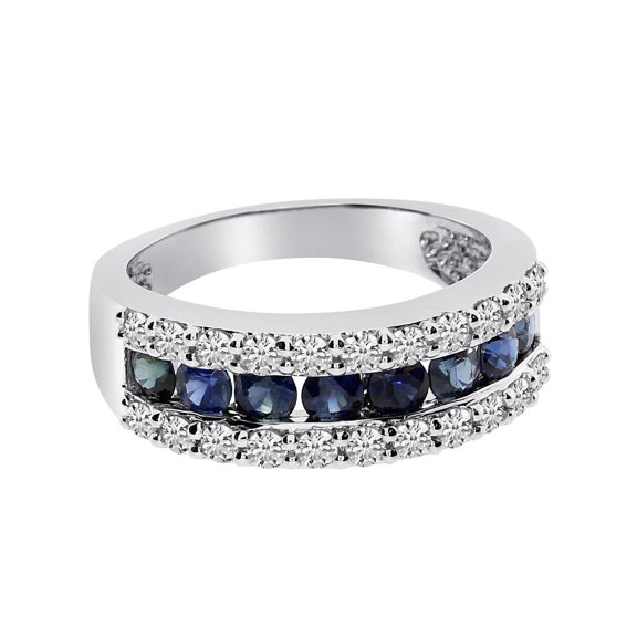 14k White Gold Wide Sapphire Ring