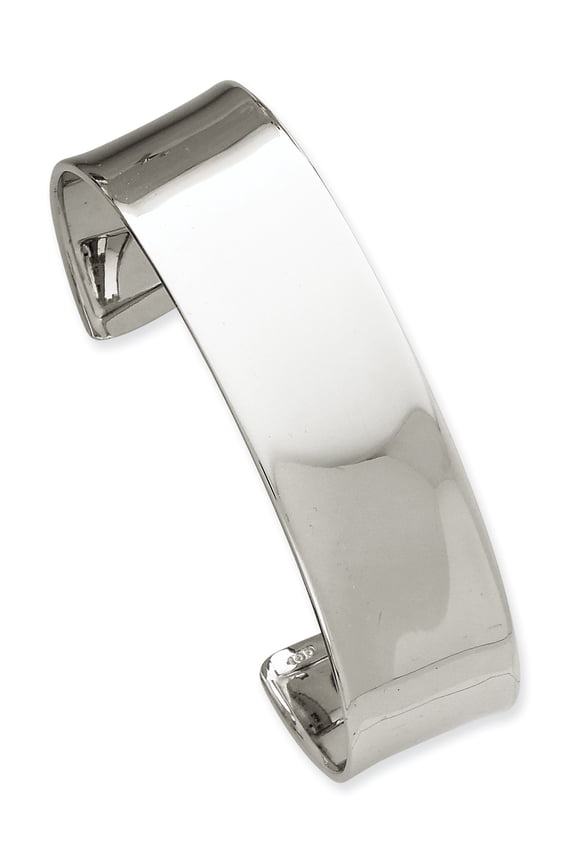 14k White Gold Women's Engravable Polished Cuff Bangle