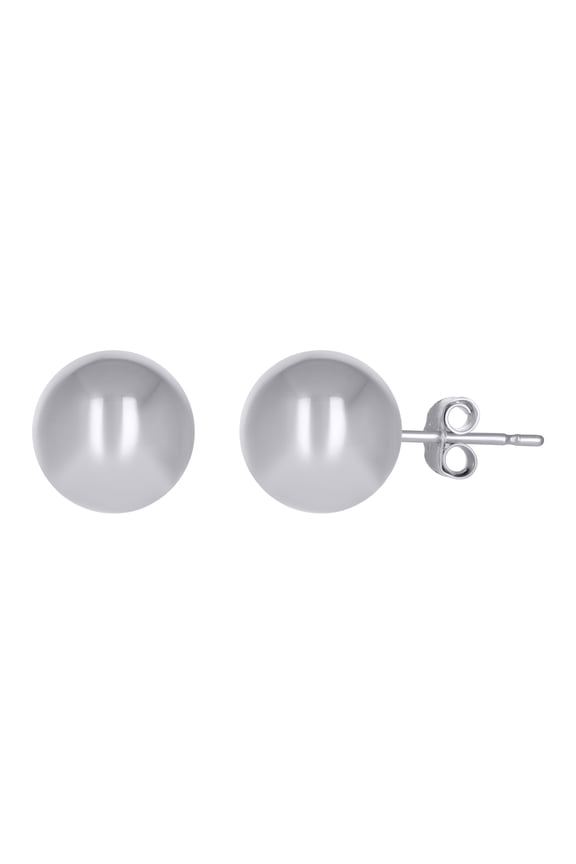 14k White Gold Womens 10mm Ball Stud Earrings